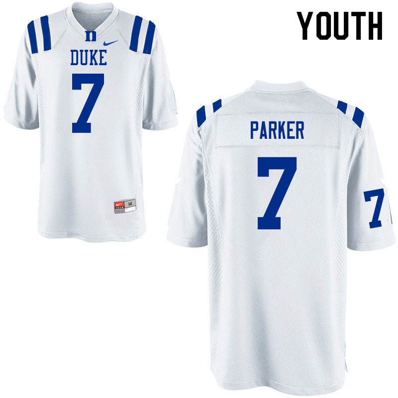 Youth #7 Ace Parker Duke Blue Devils College Football Jerseys Sale-White - Click Image to Close